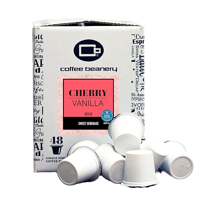 Cherry Vanilla Decaf Coffee Pods by Coffee Beanery | 192ct Bulk Flavored Decaf Coffee Pods Medium Roast Coffee