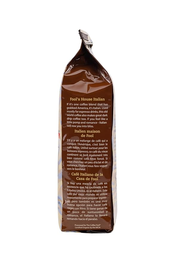 Coffee Fool's Decaf Organic Fair Trade House Italian (Coarse Grind)