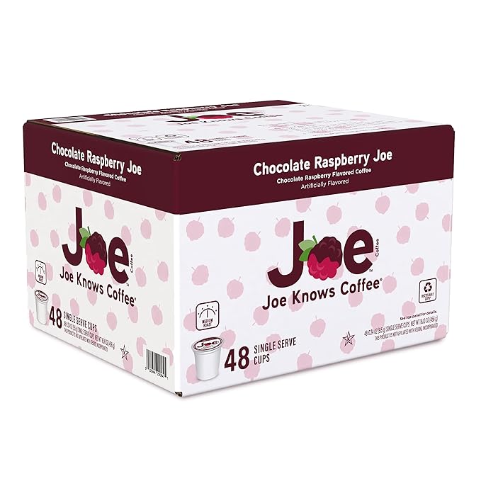 Joe Knows Coffee Single Serve Cups Pods and Capsules Chocolate Raspberry 48 Count