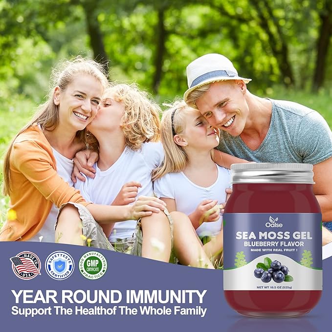 Sea Moss Gel - 18.5oz Blueberry Flavor Raw Nutritious Sea Moss Gel in Minerals Proteins &amp Vitamins Vegan-Friendly 2 Tablespoon Daily