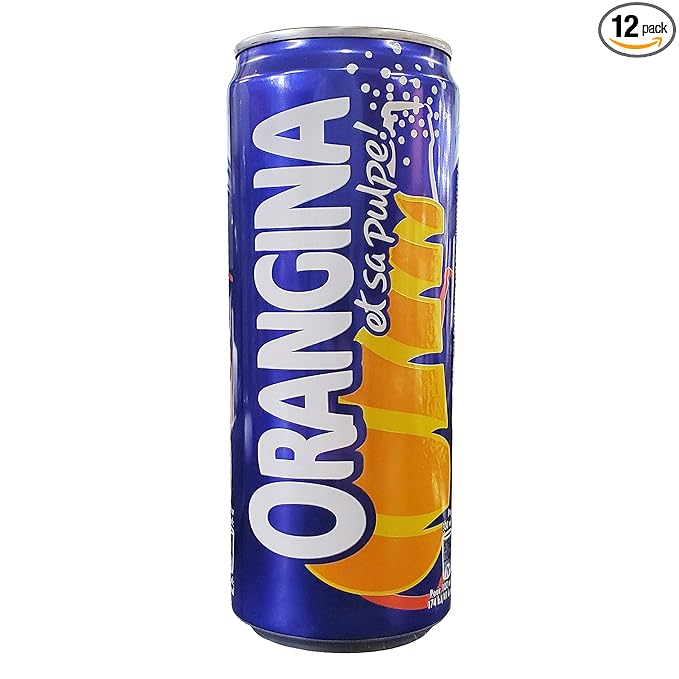 Orangina et sa Pulpe - French Imported Orange Pulp Soda Tall Cans (12 Pack Total of 138oz)