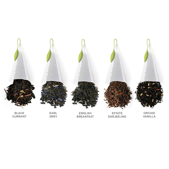 Tea Forte Premium Petite Presentation Box Gift Set Sampler 10 Count 2 of Each Blend Individually Wrapped Handcrafted Pyramid Infuser Bags Black Tea