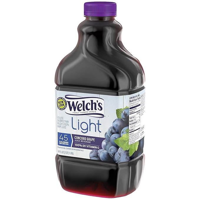 Welch's Juice 64oz Bottle (Pack of 4) Choose Flavor Below (Light Concord Grape Juice)