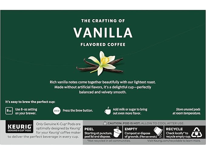 Starbucks Flavored Coffee K-Cup Pods Vanilla Flavored Coffee Made without Artificial Flavors Keurig Genuine K-Cup Pods 10 CT K-Cups/Box (Pack of 3 Boxes)