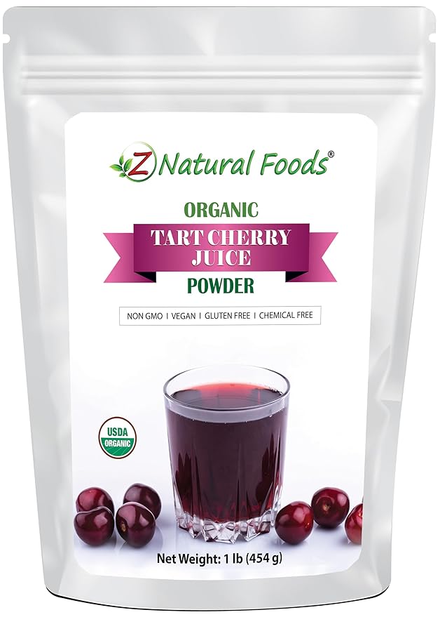 Z Natural Foods Organic Tart Cherry Juice Powder Superfood Powder Designed to Promote Quality Sleep Ideal for Juice Smoothies and Recipes Non-GMO Vegan Gluten-Free Kosher 1 lb.
