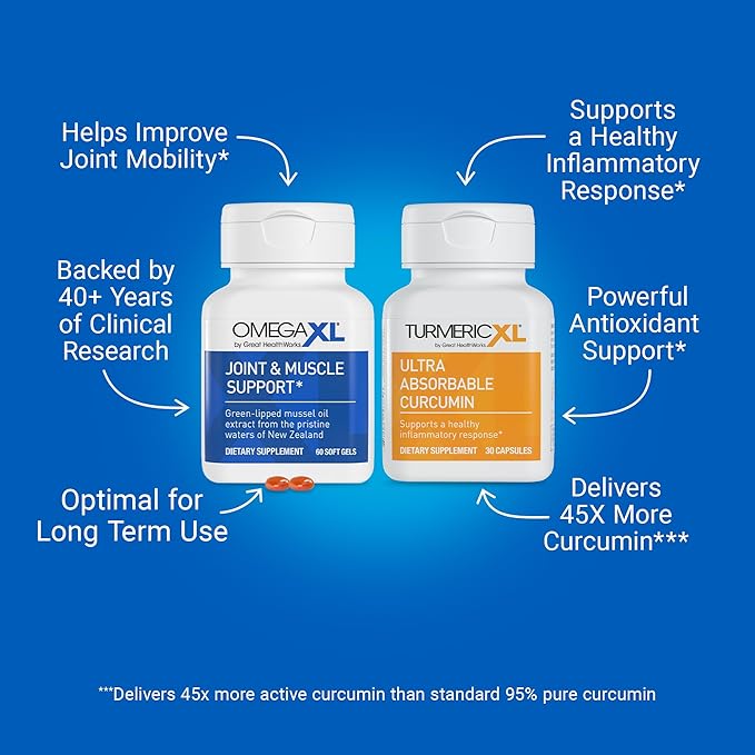 OmegaXL Powerful Joint and Muscle Support Supplement (60 Count) &amp TurmericXL (30 Count)
