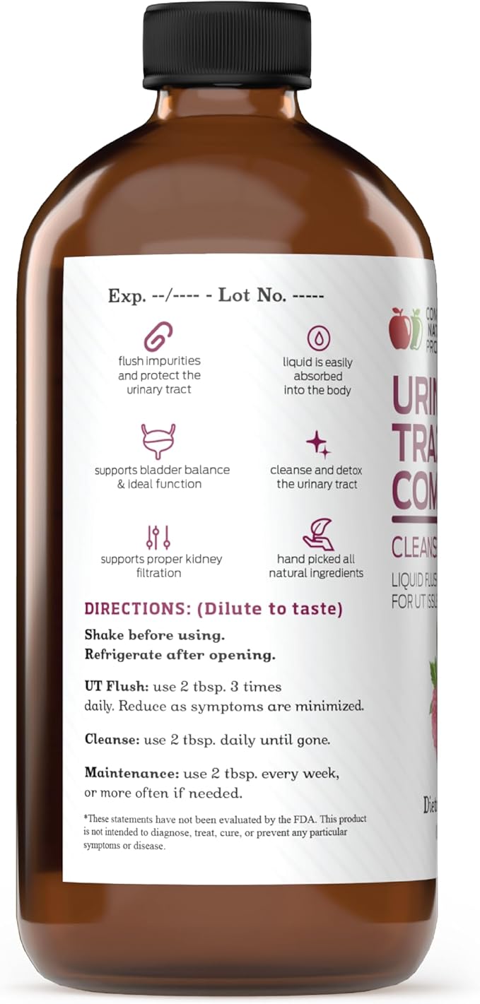 Complete Natural Products Urinary Tract Complete 16oz - Liquid Supplement for Urinary Tract Health with Organic Cranberry D-Mannose Beet Root Fennel Seed and Turmeric
