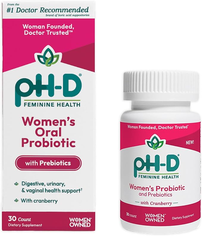 pH-D Feminine Health Support - Women's Health Probiotic with Prebiotic Blend Cranberry Fruit Extract - Oral Supplement - 30 Count