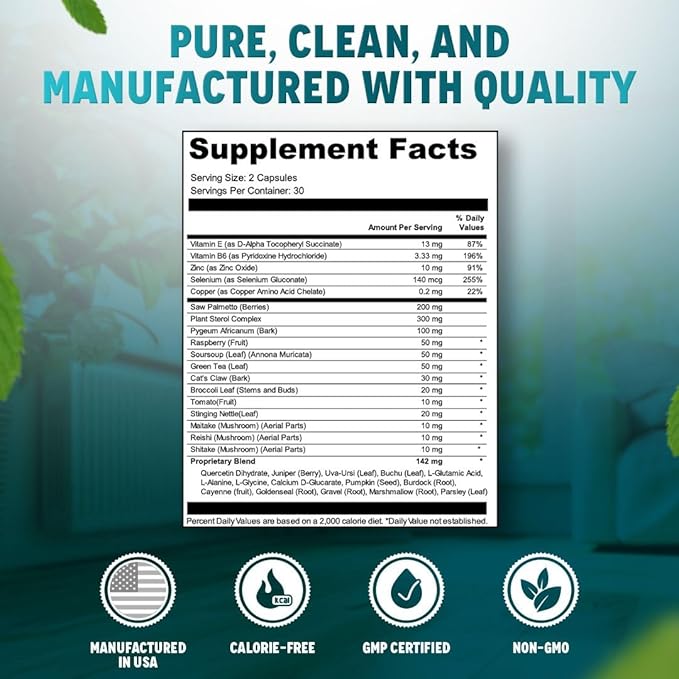 Vital Prostate Support Supplement for Men – Multiphase Herbal Formula with Saw Palmetto Beta-Sitosterol &amp Zinc – Urinary Flow Bladder Comfort &amp Prostate Health Supplements for Men – 30 Days