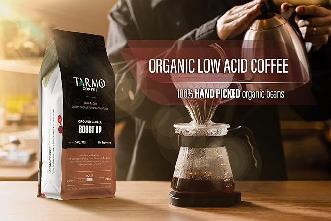 Tarmo Coffee | Low Acid Ground Coffee | 100% Arabica (REAL BREW) and Arabica &amp Robusta Blend (BOOST UP) | Specialty Vietnamese Coffee|12 Oz Bag