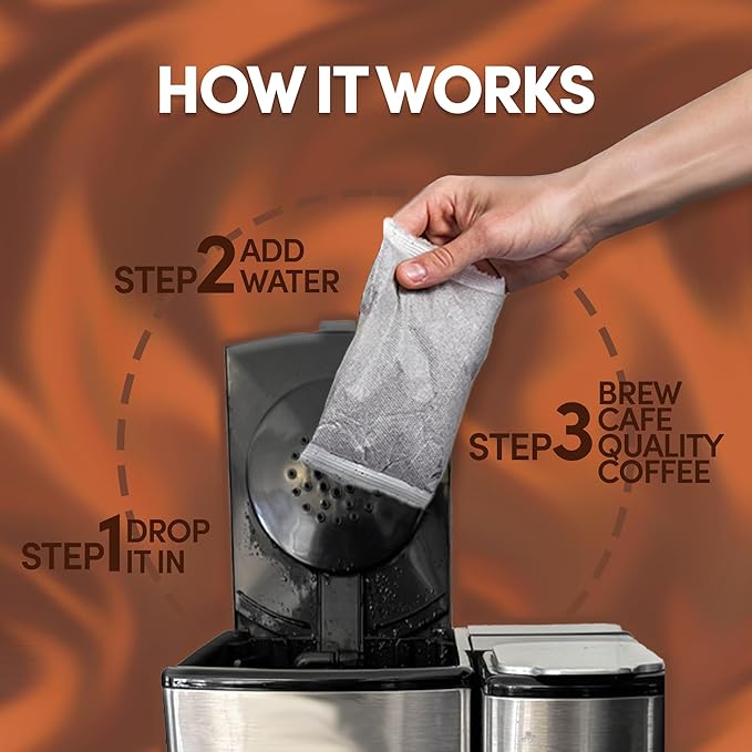 Ground Flavored Coffee In Filter Packs | Medium Roast Low Acid Mold Free Pouches | Sampler Packets | Salted Caramel Gourmet Powder Bags for 10-12 Cup Drip Maker | Highest Rated Individual Premeasured