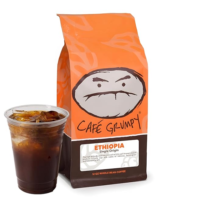 Café Grumpy Ethiopia Medium Roast Coffee Organic Single Origin French Press Grind Premium Whole Bean for Pour Over &amp Cold Brew Low Acid 12oz