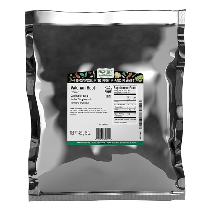 Frontier Co-op Organic Valerian Root Powder 1lb Bulk Bag - Natural Dried Valerian Root Powder - Ideal for Teas and Herbal Uses Kosher