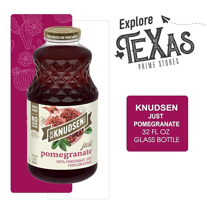 R.W. Knudsen Organic 2-Pack Organic Just Pomegranate Fruit Juice 100% USDA 32 fl oz Glass Bottle + 1 Utility Freebie by Lavinia