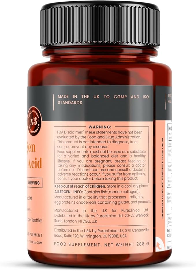 1500mg x 1080 Tablets. 1200mg of UltraColl Collagen &amp 300mg of Hyaluronic Acid per Tablet. (6 Bottles of 180 Tablets Each - 18 Months Supply)