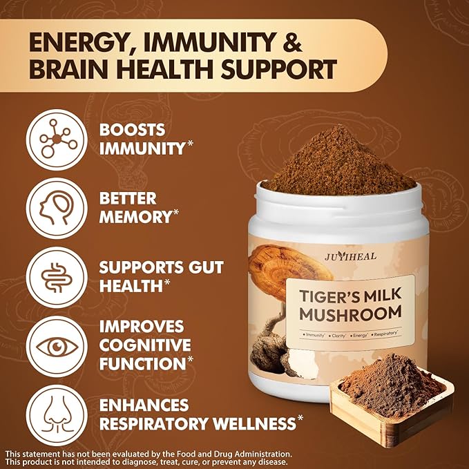 Tiger Milk Mushroom 2000MG 8oz Mushroom Supplement Supports Lungs &amp Respiratory Health | Hair Growth &amp Immune Support | Gut &amp Digestive Health | Boosts Memory Focus Brain Health