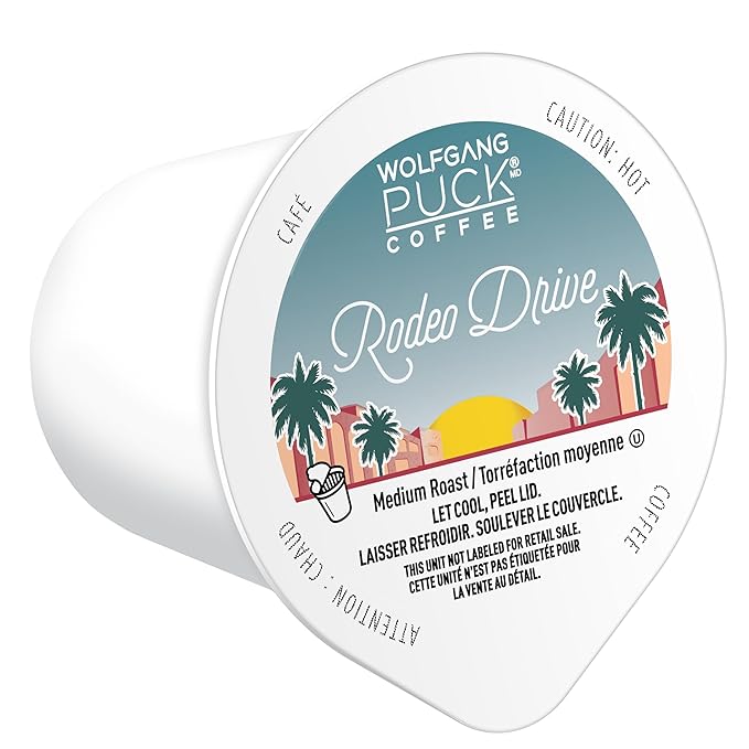 Wolfgang Puck Coffee Single Serve Capsules Medium Roast Compatible with Keurig K-Cup Brewers Rodeo Drive 24 Count (Pack of 1)