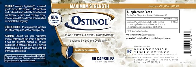 ZYCAL Ostinol Maximum Strength 500 mg (New and Improved Ostinol 450 mg) - Bone &amp Joint Supplement for Intense Bone Loss and Joint Dysfunction - 60 Capsules