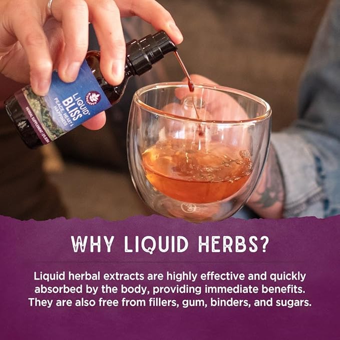WishGarden Herbs Liquid Bliss Mood Elevator - Plant-Based Herbal Mood Support Supplement Natural Mood Booster with Organic Cacao Cotton Root Passionflower Increases Sense of Connection 2oz