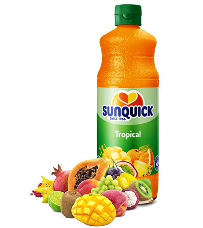 Tropical Fruit Concentrate Juice (Pack Of 1 x 700ml Bottle) Real fruit juice with no added artificial flavors colors or sweeteners SUNQUICK - JUICE