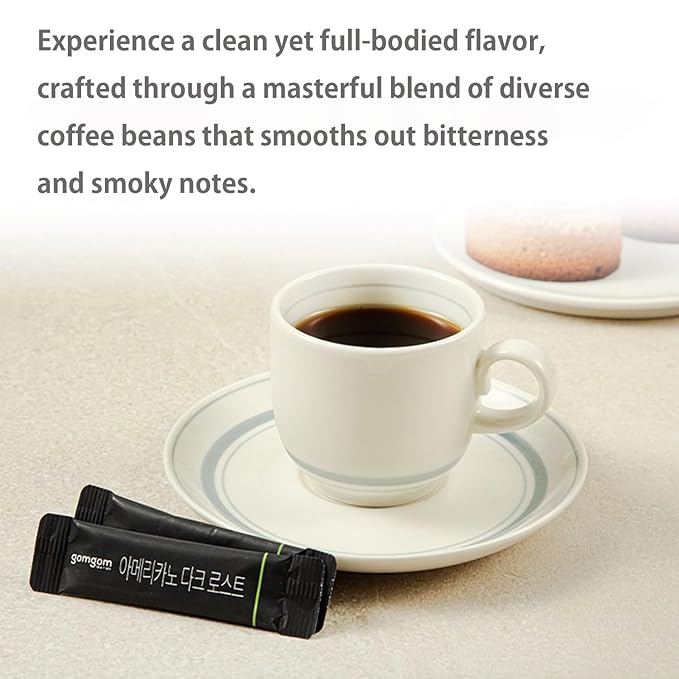 Korean Instant Coffee Mix Sticks Americano and Hazelnut 100 Count 1g Each Gom gom (100 Dark)