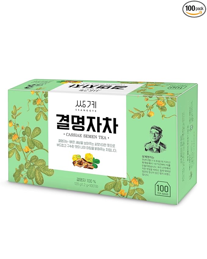 Ssanggye Tea Cassia Seed Tea Bulk Size (1.2g X 100TB) Premium Original Korean Herbal Tea Hot&ampCold Water Hygienic Single Teabag Kyulmyungja Cha 결명자차 Nutty Savory Herb Soothing 4 Seasons