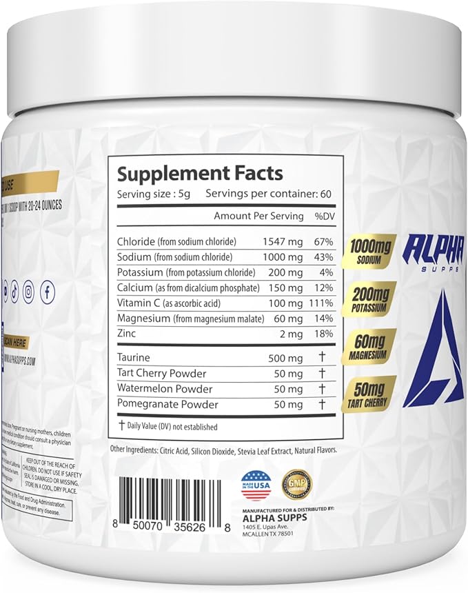 Alpha Lytes - Electrolyte Powder Daily Hydration Drink Mix - Sugar-Free Zero Calorie Instant Formula with Trace Minerals and Antioxidants (60 Servings Salted Tropical Cherry)