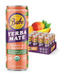 Babe Organic Yerba Mate Energy Drinks | 150mg Plant-Based Caffeine | Natural Yerba Mate Tea with No Crash No Jitters - Peach &amp Mango Zero Sugar (12 x 12oz Cans)