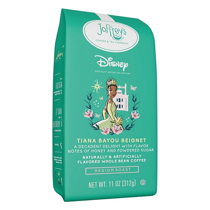 Joffrey's Coffee - Disney Tiana Bayou Beignet | Honey and Powdered Sugar Coffee Medium Roast (Whole Bean 11oz)