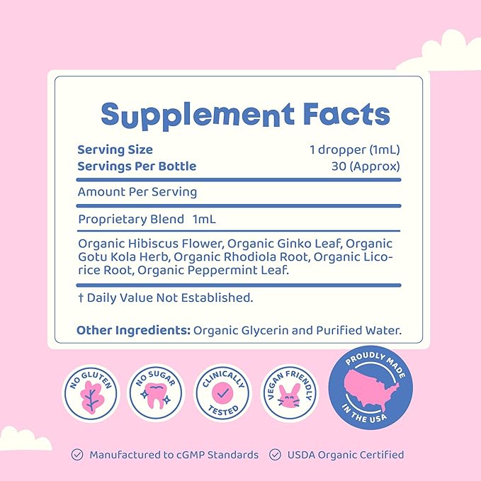JoySpring Genius Drops for Kids | Clinically Proven Focus Supplement | Liquid Herbal Focus Supplement with Ginkgo Biloba for Kids (1 fl oz) 30 Servings