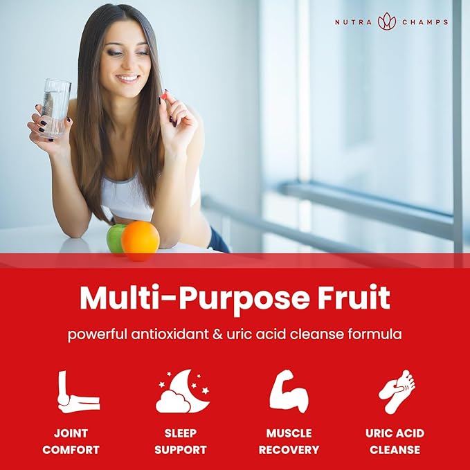 NutraChamps Tart Cherry Gummies - 3000mg Tart Cherry Extract with Celery Seed - Uric Acid Cleanse Supplement - Antioxidant Joint Comfort Flexibility Immune Health Sleep - 60 Vegan Gummies (2-Pack)