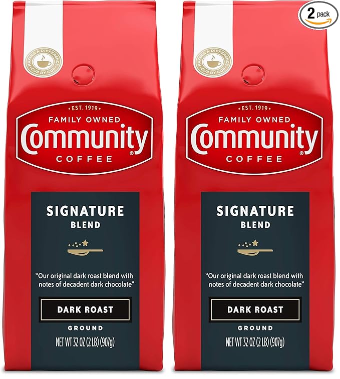Community Coffee Signature Blend 32 Ounce Dark Roast Ground Coffee 32 Ounce Bag (Pack of 2)