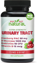 Why Not Natural 5-in-1 UTI Pills with D Mannose Cranberry PAC Extract Probiotics and Vitamin D - Urinary Health Formula for Women and Men