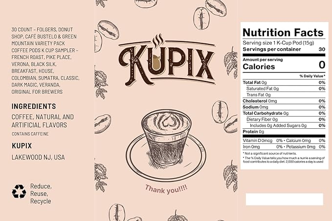 30 Count – Variety Pack Coffee Pods K Cup Sampler – French Roast Black Silk Breakfast House Colombian Classic Dark Magic Original for Brewers