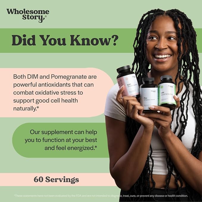 DIM Supplement Women | DIM SGS | Pomegranate Broccoli and Black Pepper Blend | Estrogen &amp Hormone Balance for Women | Cell and Tissue Health | 60-Day Supply | Clean Label Project Certified