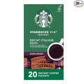 Starbucks VIA Instant Coffee Dark Roast Coffee Decaf Italian Roast Arabica Beans Single-Serve 1 Box (20 Packets)