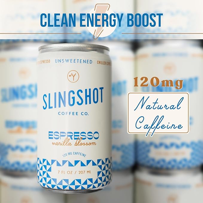 Chilled Espresso - Vanilla Blossom Ready-to-Drink Coffee 7oz Cans (12 Pack) | Organic Italian Espresso Blend with Smooth Vanilla with Notes of Caramel Baking Spice &amp Dark Fruit