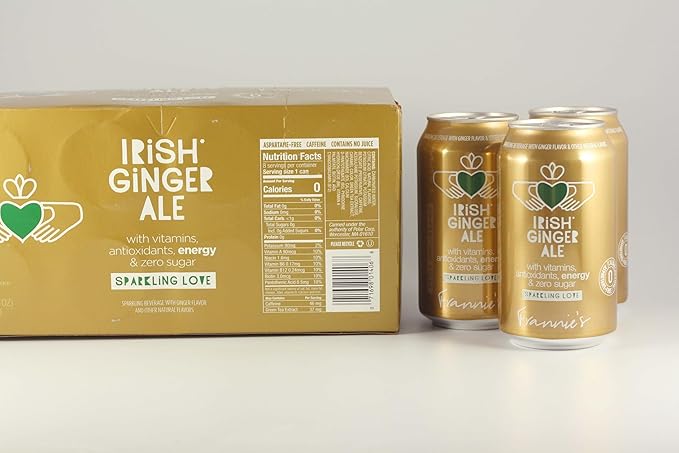 KauffmanTreats Frannie Sparkling Beverage- Zero Calories &amp Sugar Aspertame Free: 24-Ct Case 12 Oz. Cans (Irish Ginger Ale)
