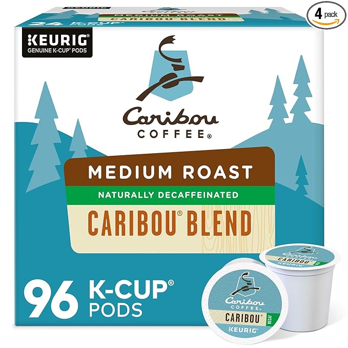 Caribou Coffee Caribou Blend Decaf Keurig Single-Serve K-Cup Pods Medium Roast Coffee 96 Count (Pack of 4)