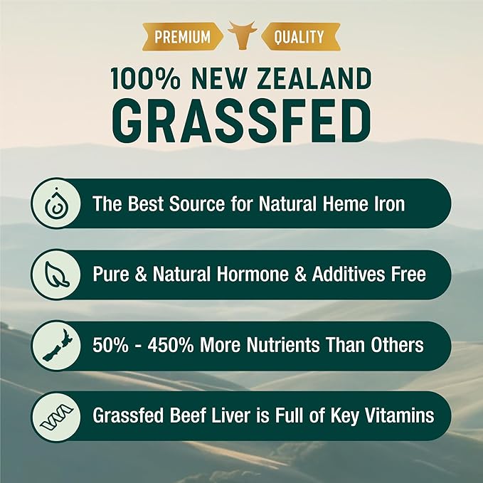 One Earth Health Beef Liver Capsules. 100% Grass Fed New Zealand Beef Liver. Pasture Raised. GMO and Filler Free. 200 Capsules (3000mg Serving)