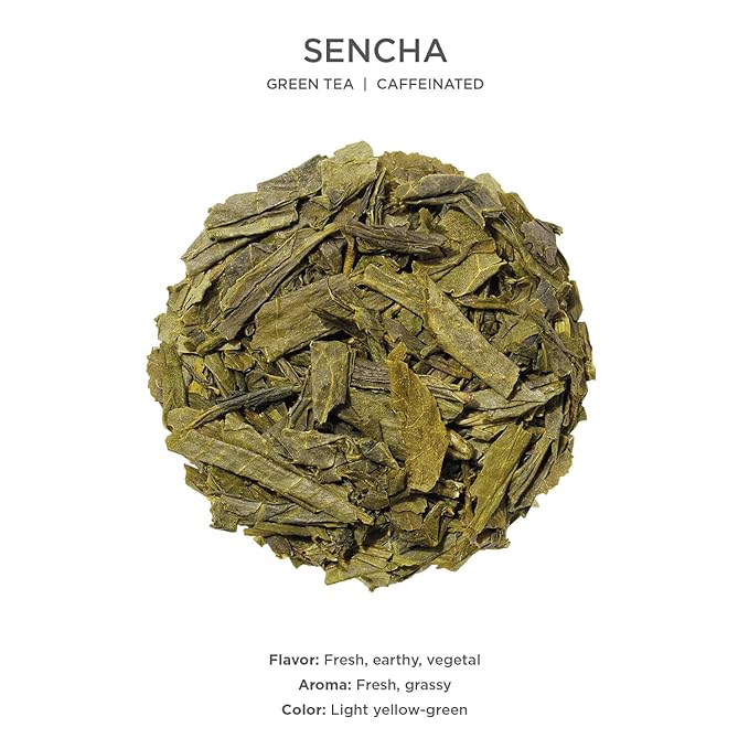 Tea Forte Sencha Premium Loose Leaf Caffeinated Green Tea Blend Canister Makes 35-50 Cups