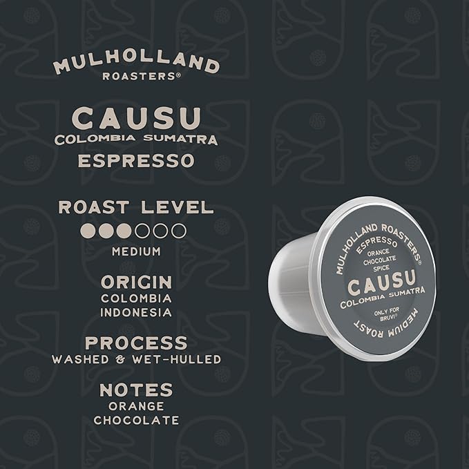 Mulholland Roasters | Causu Espresso B-Pods | Only Compatible with Bruvi Single-Serve Coffee Brewer | Includes 60 Pods