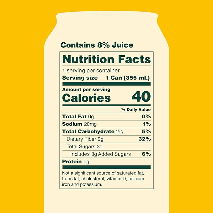 OLIPOP Prebiotic Soda Pop Ginger Lemon A New Kind of Soda Packed with Prebiotics Fiber and Botanicals Gluten Free GMO Free 12oz (12-Cans)