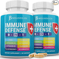 Immune Support 8 in 1 Capsules - Zinc Supplement Vitamin D3 Vitamin C and Elderberry - Immune Booster with Echinacea Ginger Root and Turmeric - [2-Pack]