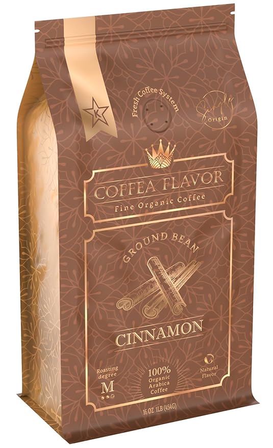 Flavored Ground Coffee – Cinnamon 100% Arabica Single Origin Medium Roast USDA Organic Naturally Flavored – by Coffea Flavor