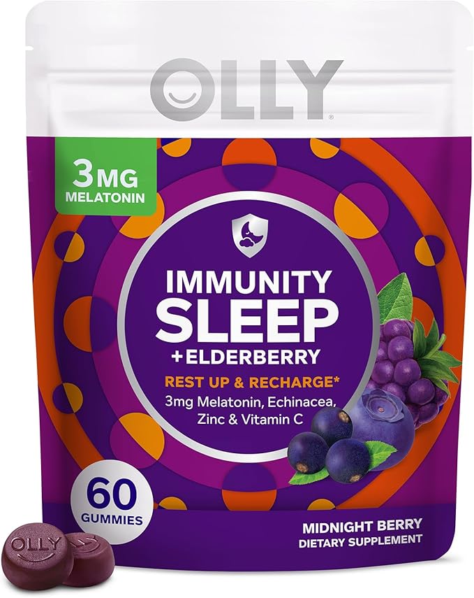 OLLY Immunity Sleep Gummy 60 Count &amp Metabolism Gummy Rings 30 Count Bundle
