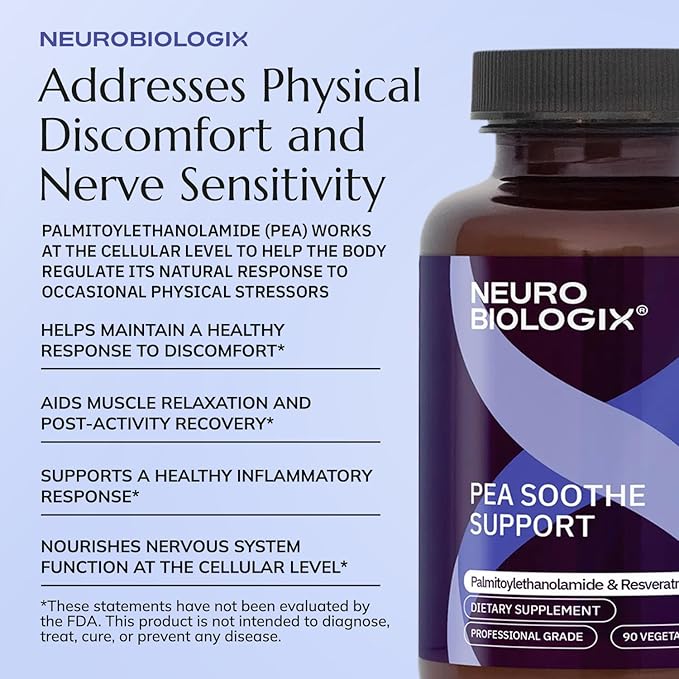 Neurobiologix Pea Soothe Support for Men and Women Pea &amp Resveratrol Formula for Comfort Mobility Nerve Health &amp Muscle Recovery Gluten Free Non GMO Vegan Capsules 90 Count