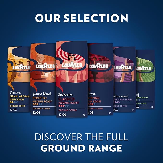 Lavazza Decaf Ground Coffee Medium Roast 100% Arabica 12 oz Bag (Pack of 6)