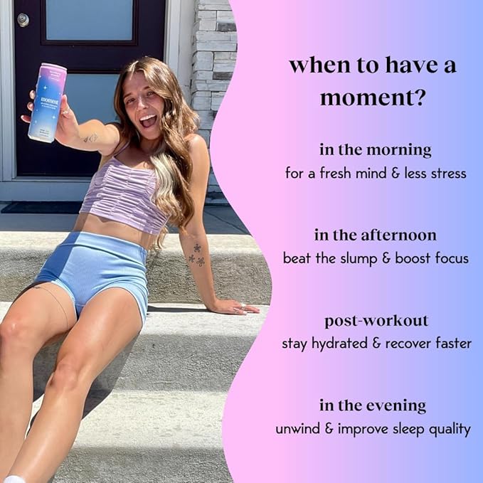 Moment Botanical Soda Soft Drink (Shark Tank) - SPARKLING Non Alcoholic Drinks | Blackberry Lavender | L-Theanine &amp Ashwagandha for Calm &amp Clarity | 0 Added Sugar 0 Caffeine | 24-pack