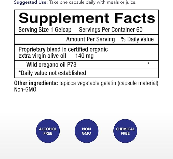 Physician's Strength Wild Oil of Oregano - 60 Gelcaps - Non-GMO - 60 Servings
